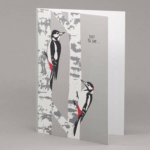 Woodpecker and Silver Birch card