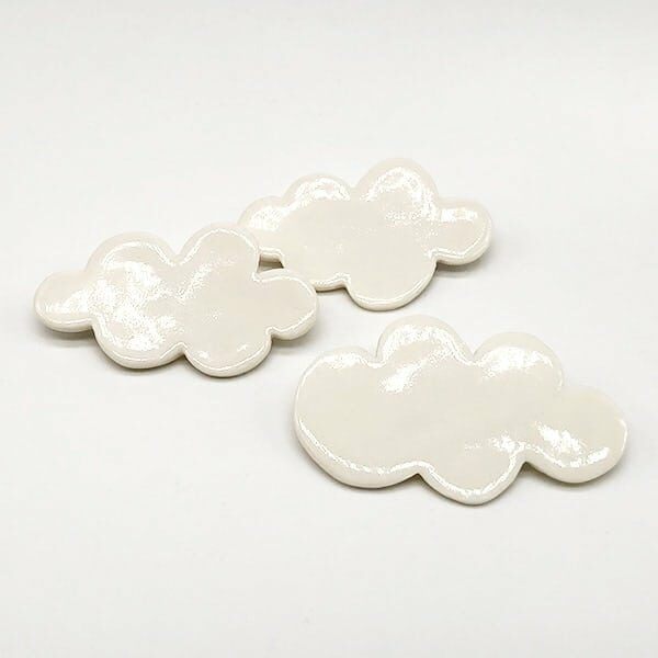 Fluffy White Cloud brooch Fosse Beads and Friends