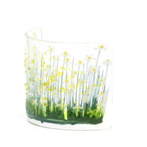 Glass Curve - Pam Peters Glass Daisy (white) curve (PPD-GCU-003B)