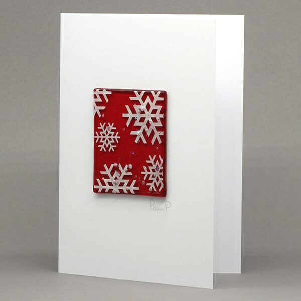 Glass Card - Red Glass Snowflakes card (PPD-GCA-007)