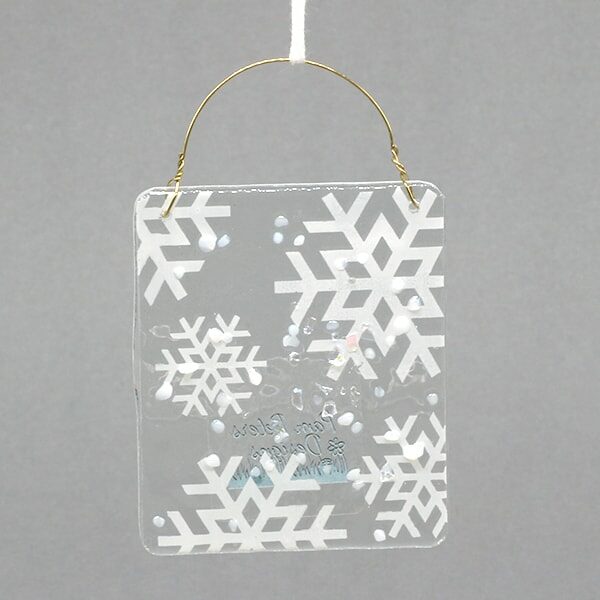 Glass Hanging Token - White Glass Snowflakes hanging token (PPD-GHT-005A)