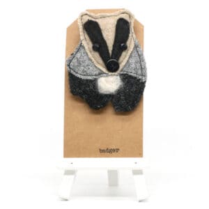 Katfish Designs - Textile Brooch - Badger Brooch (KFD-TBR-017)