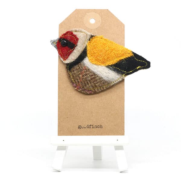 Katfish Designs - Textile Brooch - Goldfinch Brooch (KFD-TBR-020)