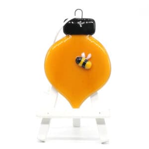 Bee Happy Glass - Glass Hanging Decoration - Bee Bauble (BHG-GHD-027)