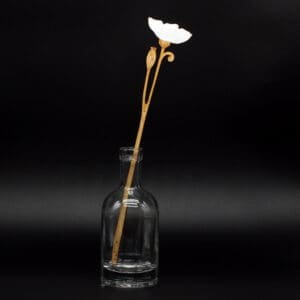 Laser Cut Stem - Natty Deco Poppy Flower (white) stem (NDE-LCS-008)