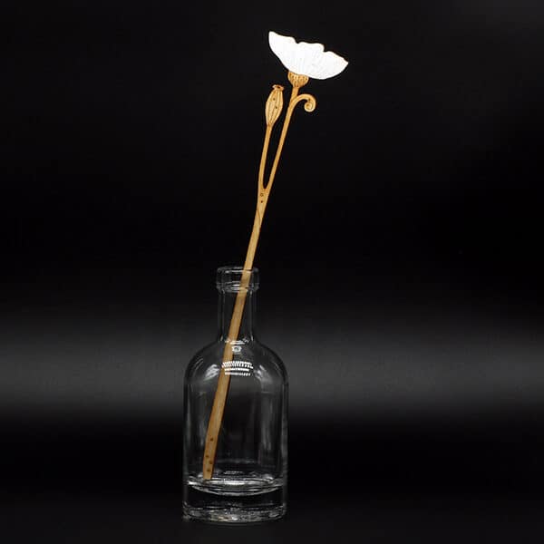 Laser Cut Stem - Natty Deco Poppy Flower (white) stem (NDE-LCS-008)