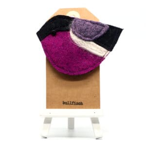 Katfish Designs - Textile Brooch - Purple Bullfinch Brooch (KFD-TBR-024)