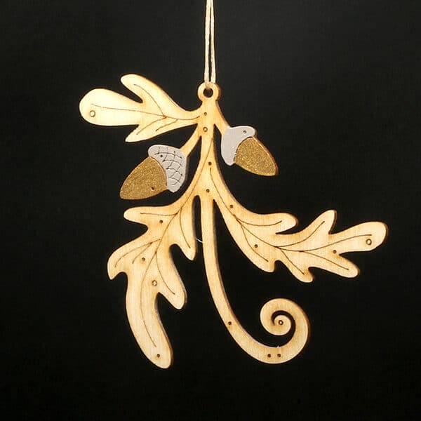 Laser Cut Decoration - Natty Deco Gilded Oak decoration (NDE-LCD-004)