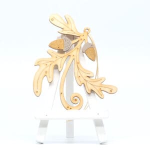 Laser Cut Decoration - Natty Deco Gilded Oak decoration (NDE-LCD-004A)